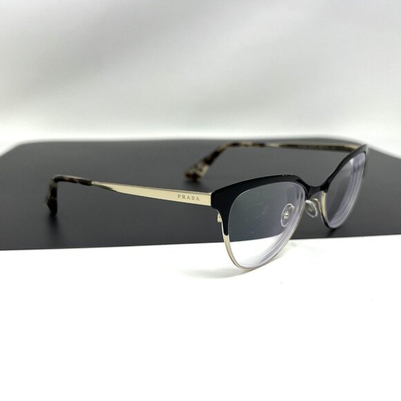 Prada Eyeglasses Frames VPR 55S QE3-1O1 Black Gold Cat Eye Full Rim 52-16-140 - Picture 3 of 10